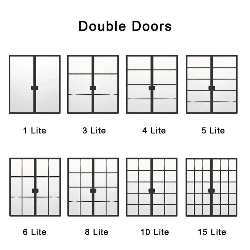 IWD Iron French Door Metal Glass Door Steel Frame Door Double Door Lite Desige