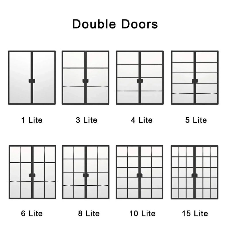 IWD Iron French Door Metal Glass Door Steel Frame Door Double Door Lite Desige