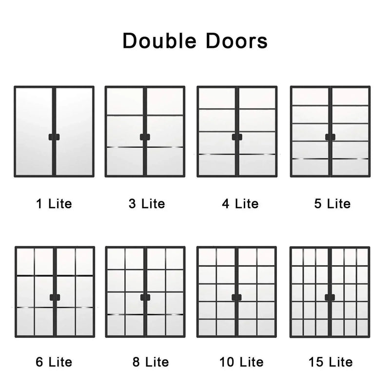 IWD Iron French Door Metal Glass Door Steel Frame Door Double Door Lite Desige