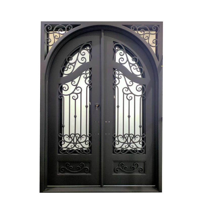 IWD Thermal Break Wrought Iron Double Door CID-029 Square Top Round Inside