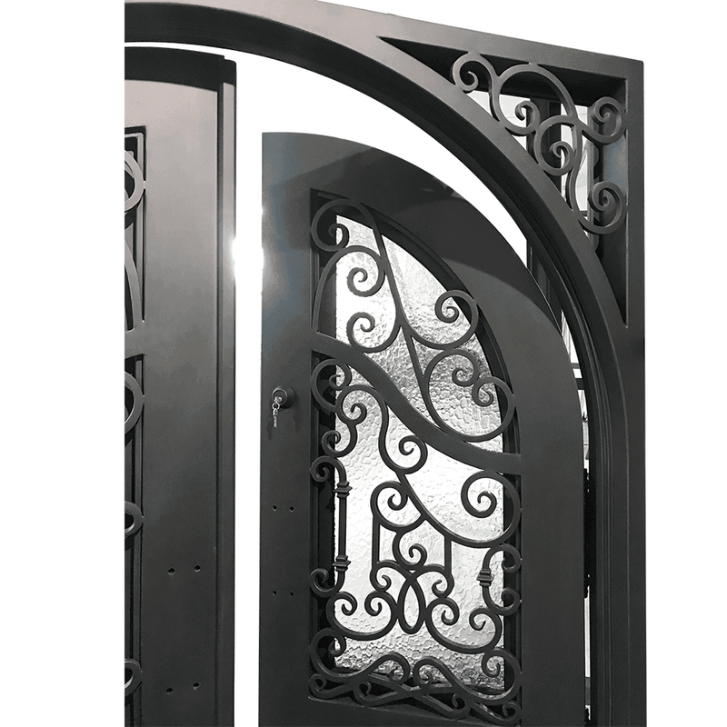 IWD Thermal Break Wrought Iron Double Door CID-029 Square Top Round Inside