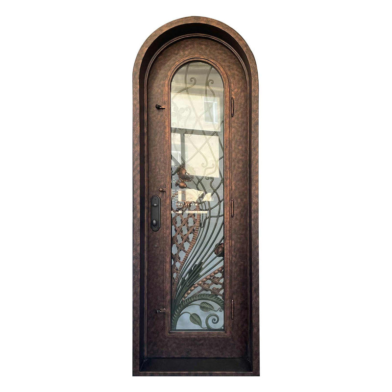 IWD Luxury Hand-forged Iron Double Door CLID-006 Square Top Flourishing Flower and Vine Scrollwork - IronWroughtDoors