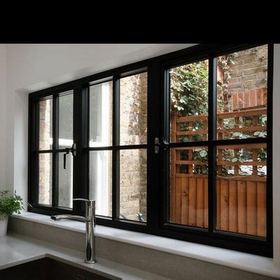 IWD Double Casement Windows With Fixed Panel In The Middle CW002 4-Lite Tempering Glass - IronWroughtDoors