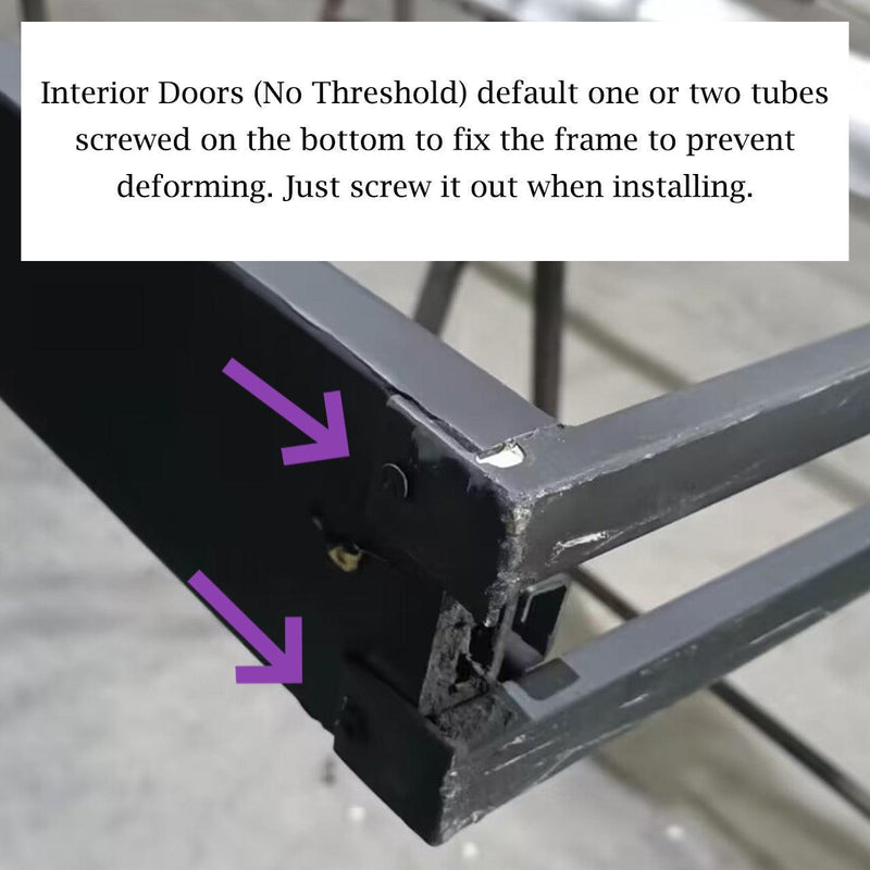 IWD Modern Steel Double Door Full Glass Interior (No Threshold) CIFD-IN004 5-Lite Panel Arched Top - IronWroughtDoors