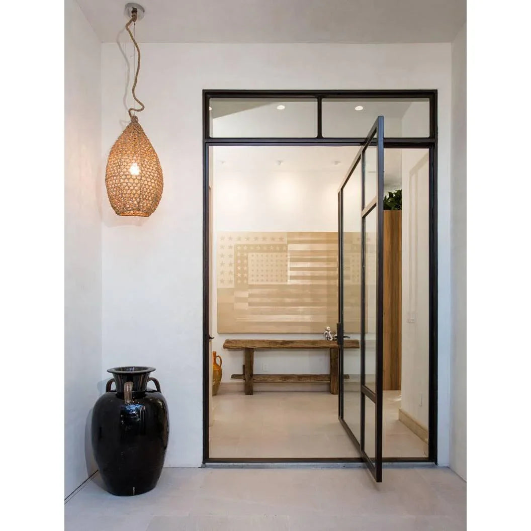 IWD Modern Glass Pivot Door Interior 4-Lite Design Square Transom