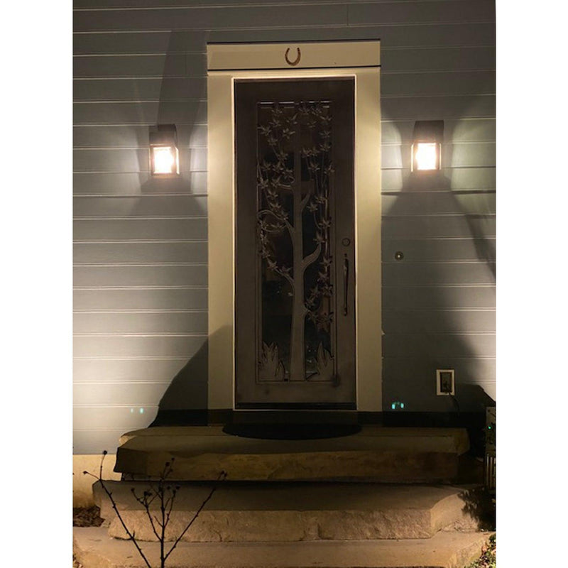 IWD Thermal Break Iron Wrought Single Entry Door CID-053-01 Beautiful Flowery Pattern Square Top Clear Glass Low-E - IronWroughtDoors
