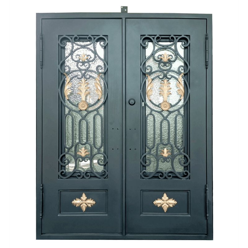 IWD Forged Iron Front Double Door CID-089 Retro Style Beautiful Pattern Square Top