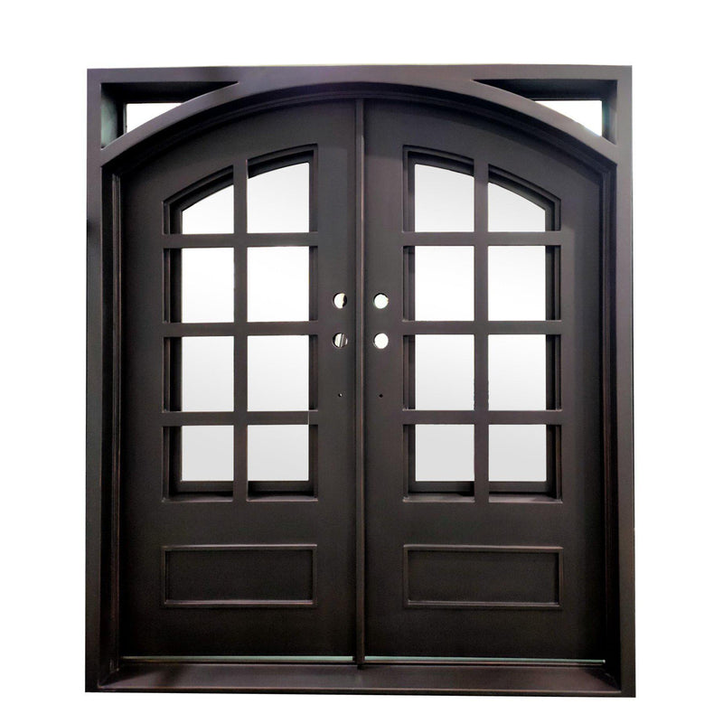 IWD Thermal Break Wrought Iron Double Entry Door CID-018 Square Top Arched Inside