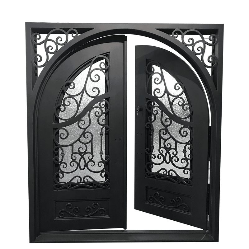 IWD Wrought Iron Double Door CID-029 Beautiful Scrollwork Front