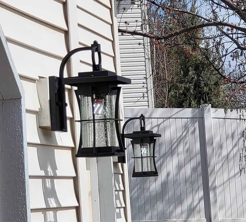IWD Modern Outdoor Wall Light OWL-01 Seeded Glass Black Finish - IronWroughtDoors