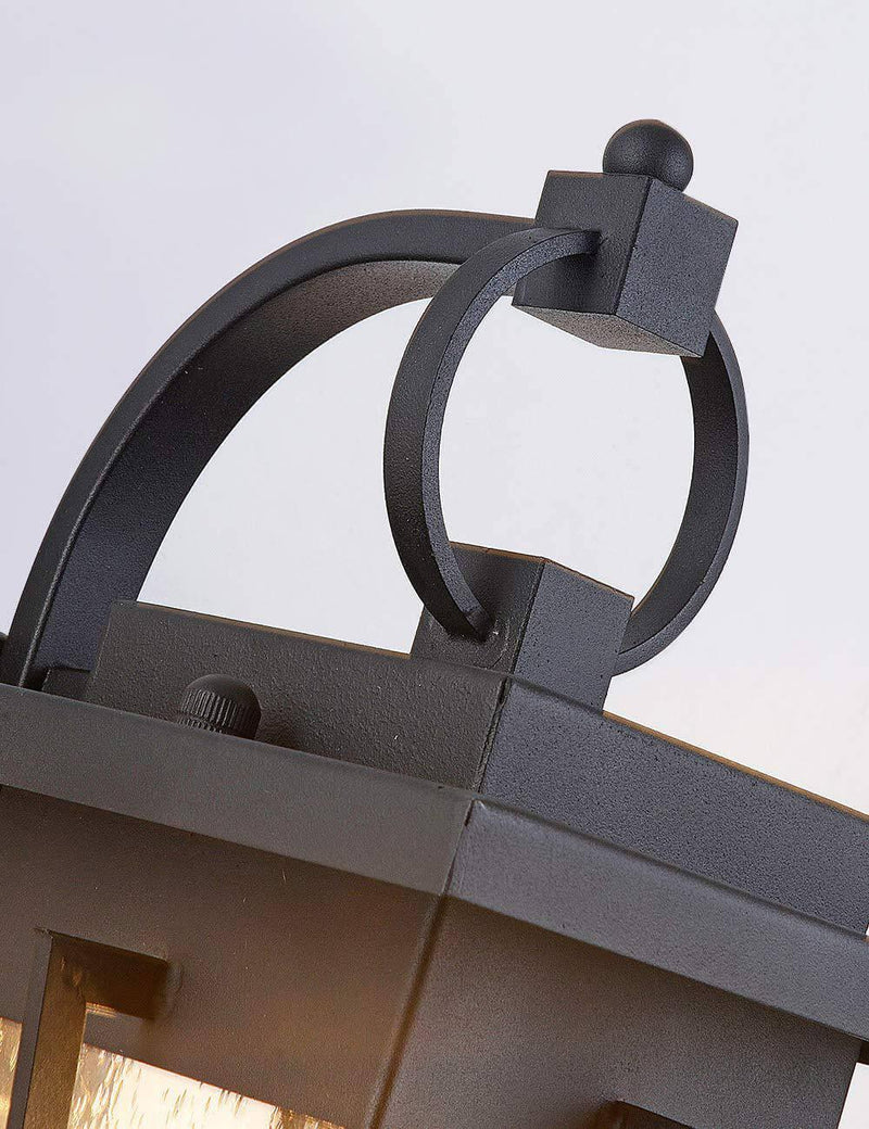 IWD Modern Outdoor Wall Light OWL-01 Seeded Glass Black Finish - IronWroughtDoors