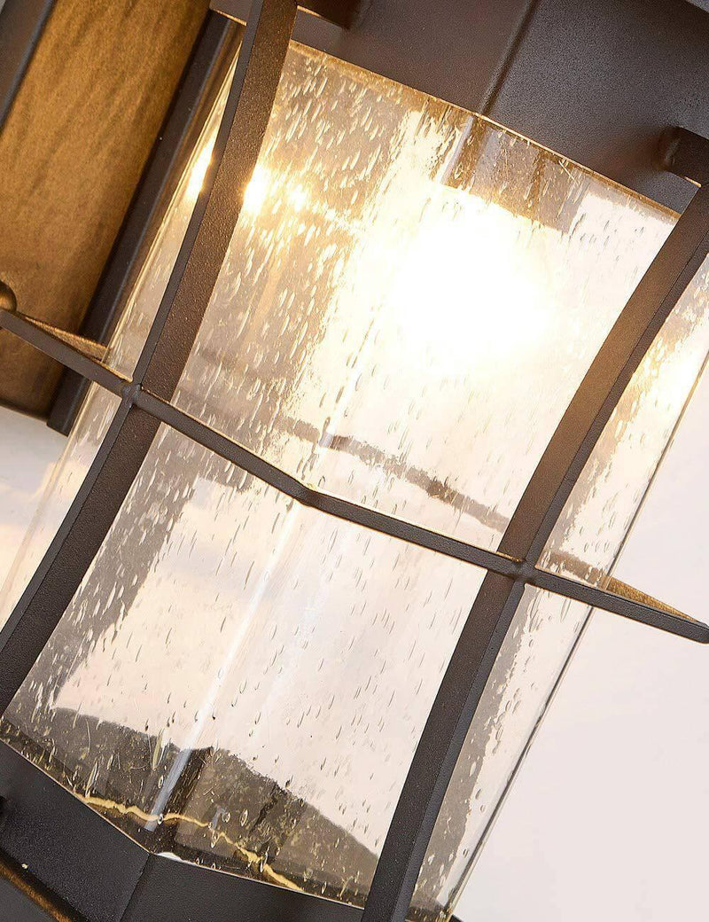 IWD Modern Outdoor Wall Light OWL-01 Seeded Glass Black Finish - IronWroughtDoors