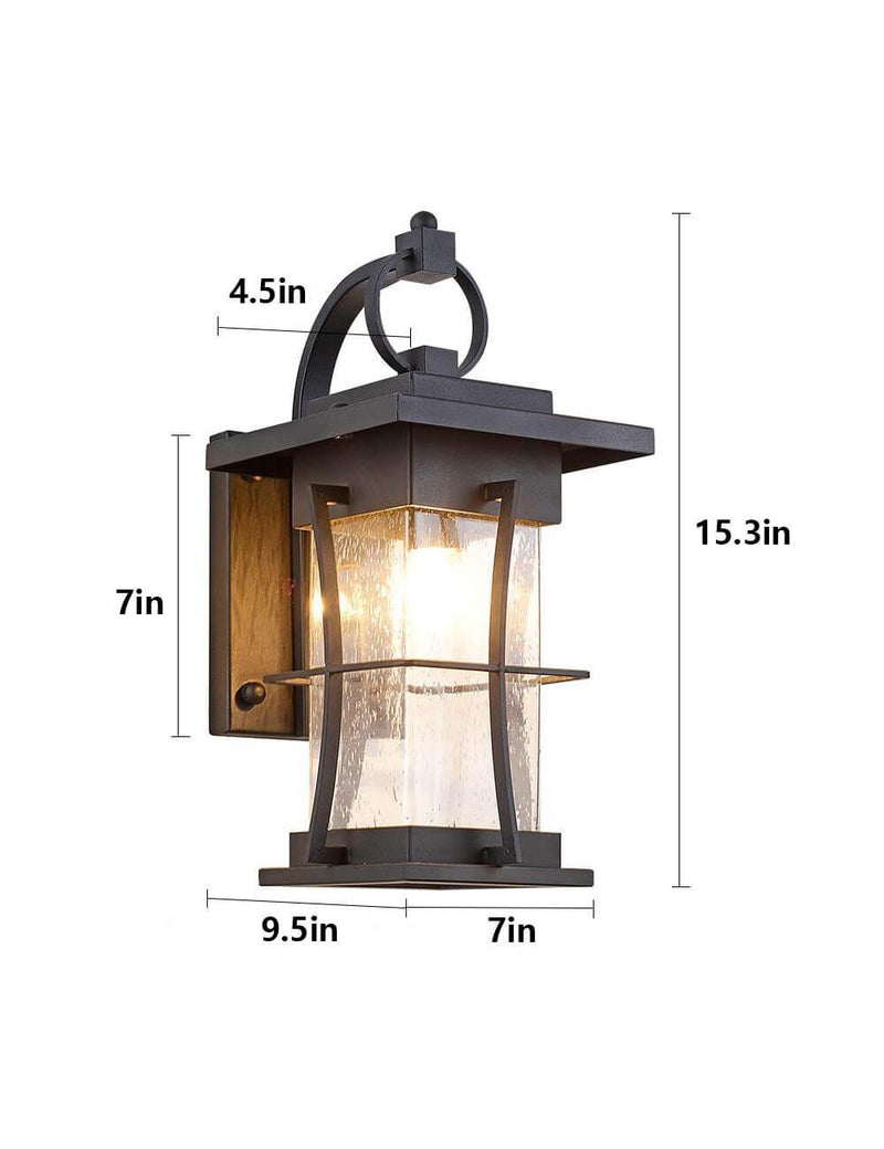 IWD Modern Outdoor Wall Light OWL-01 Seeded Glass Black Finish - IronWroughtDoors