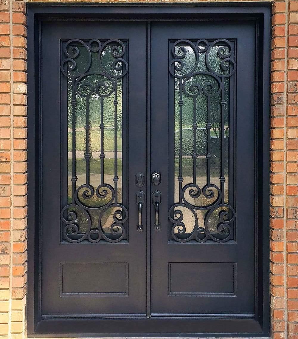 ✴︎IY exterior　オーダー品✴︎ Custom Double Exterior Iron Wrought Door 3/4 Lite with Kickplate