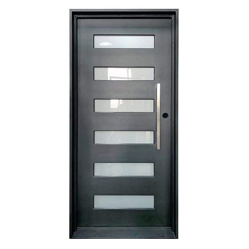 Custom Minimalist Wrought Iron Single Exterior Door Modern Neat Lines
