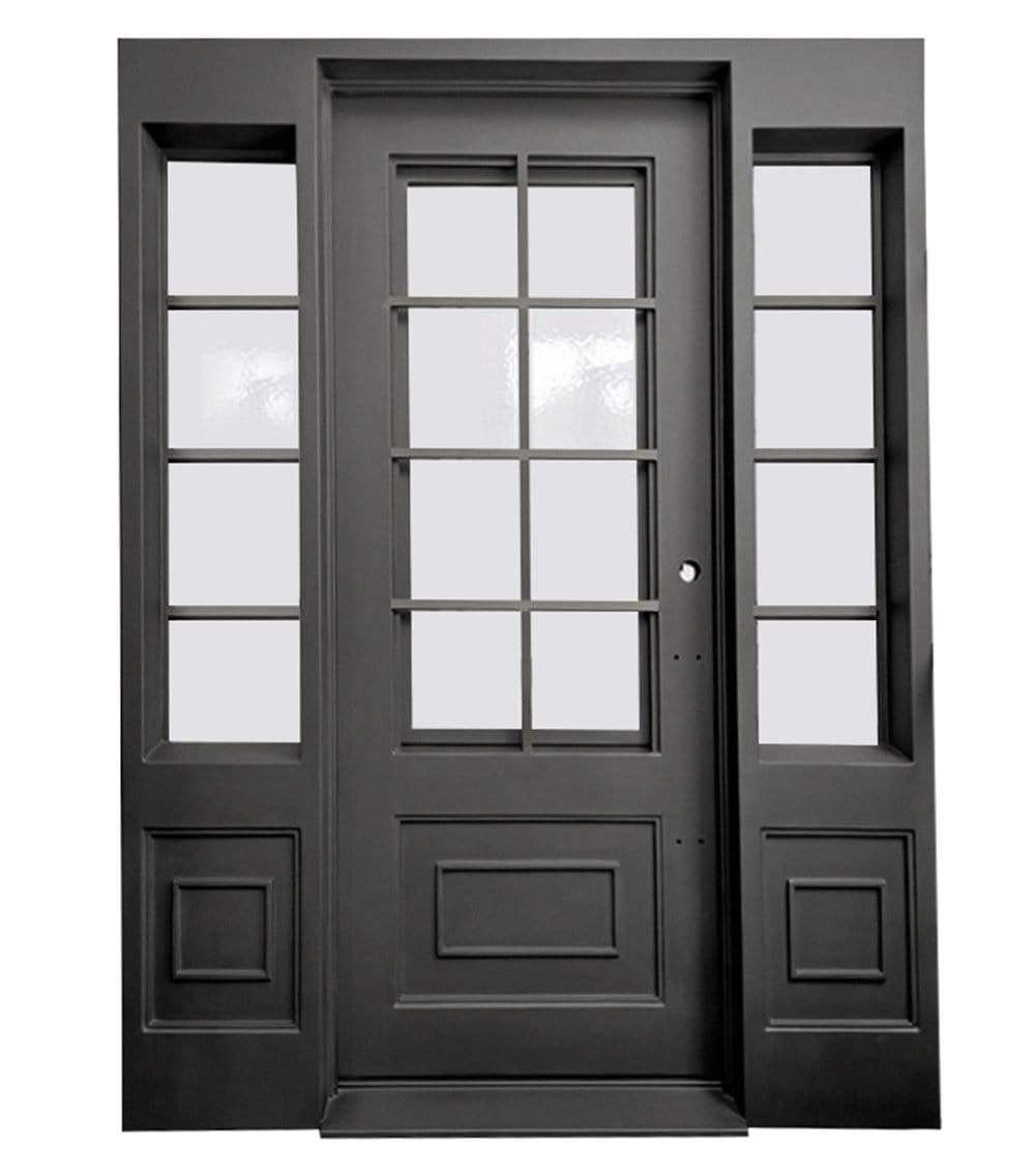 Custom Thermal Break Modern Iron Front Entry Single Door Square Top