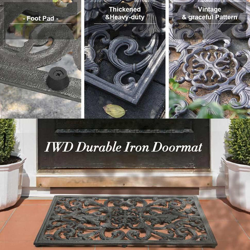 IWD  Durable Floor Iron Door Mat DM10 Rectangle Rustic Scroll Works 57.2x36.4x1