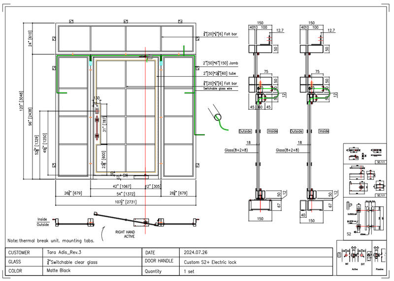 Custom link for Tara Adis IWD Steel Frame Pivot Front Exterior Door 54x96 7/26/2024