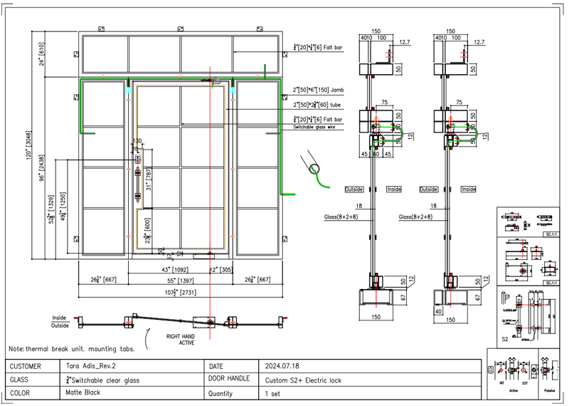 Custom link for Tara Adis IWD Steel Frame Pivot Front Exterior Door 55x96 7/26/2024