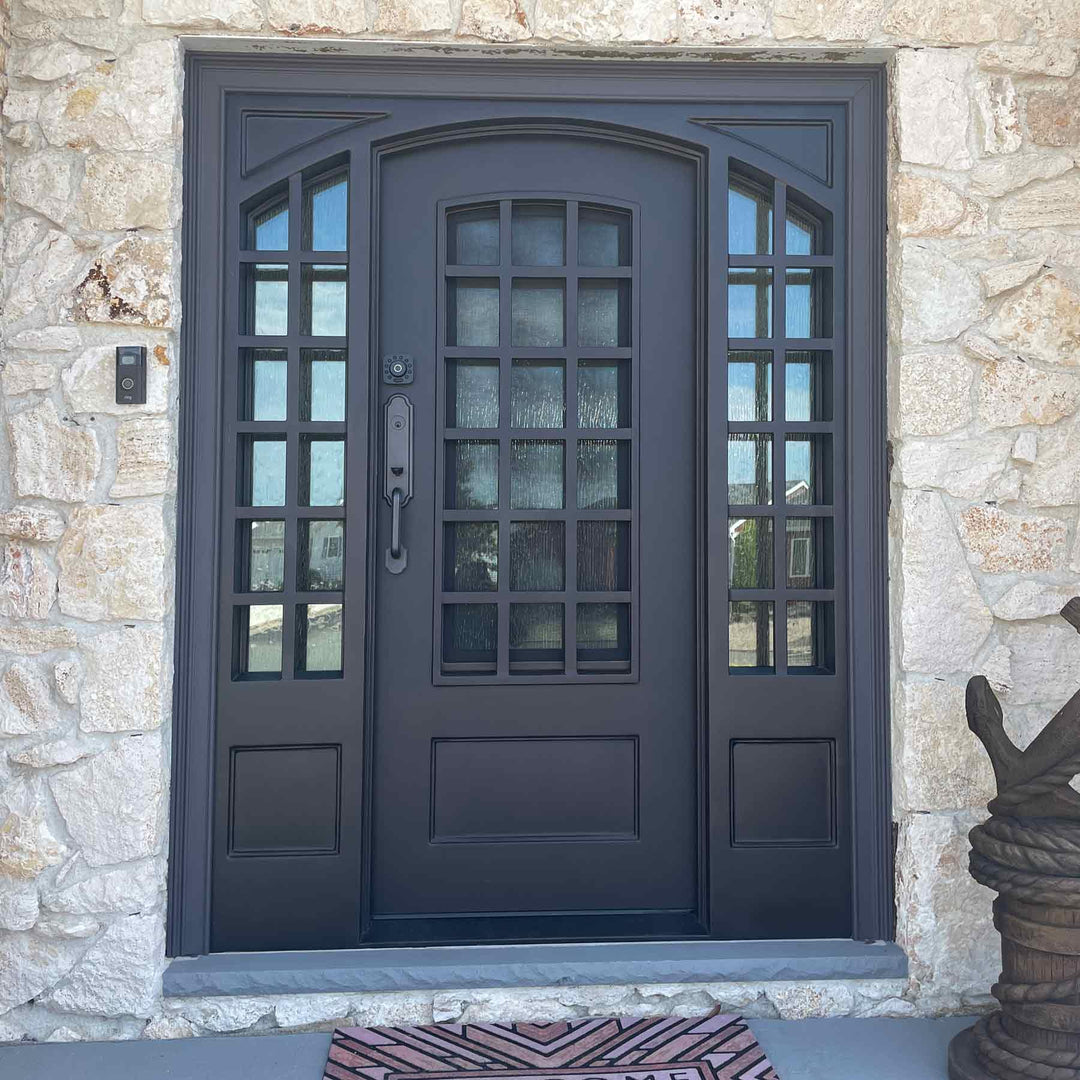 wrought-iron-exterior-single-door-with-two-sidelights-and-kickplate
