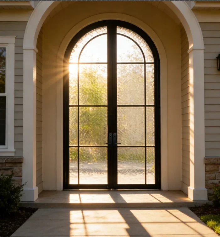 IWD-modern-french-exterior-door-round-top-refined-linear-CIFD-D0411-ironwroughtdoors