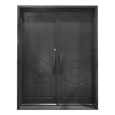 IWD-entry-iron-double-door-black-CID-130-curved-handle-square-top-no-glass-ironwroughtdoors