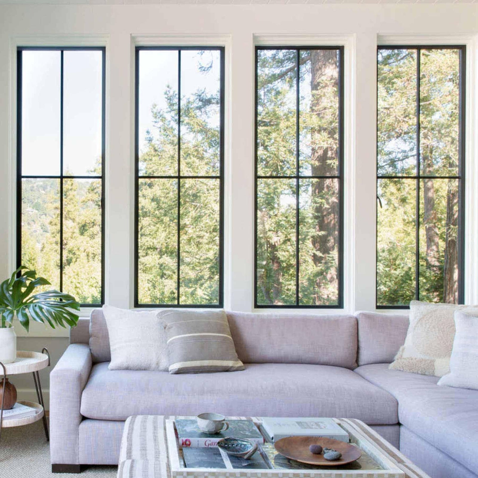 custom steel stationary sidelight window with square top and 4-lite glass pane