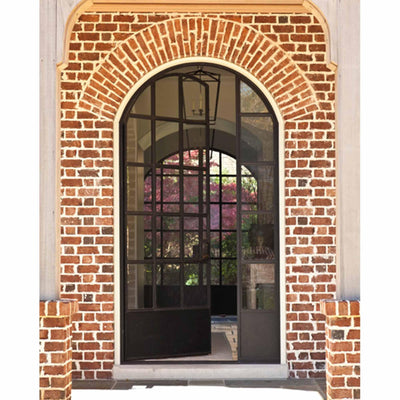 wrought iron french single door with one sidelight 15-lite glass