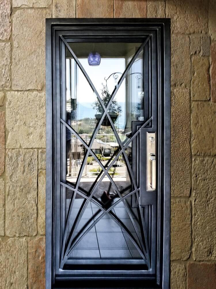 IWD Exterior Iron Single Door CID-122 Ornamental Style Scrollwork - IronWroughtDoors