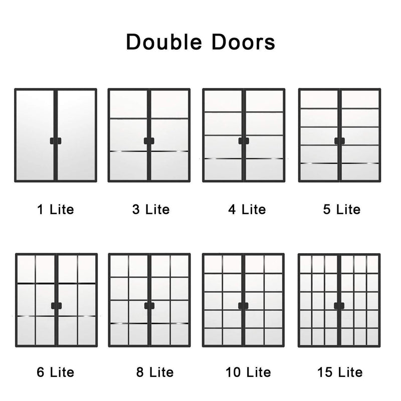 IWD Iron French Door Metal Glass Door Steel Frame Door Double Door Lite Desige