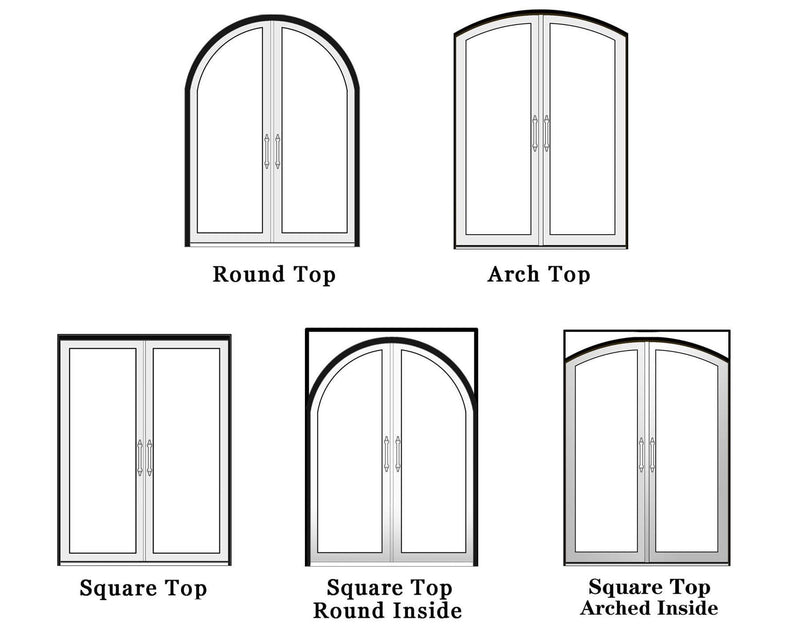 IWD Wrought Iron Double Door CID-031 Beautiful Spiral Scrollwork Arched Top Clear Glass Low-E Arched Transom - IronWroughtDoors