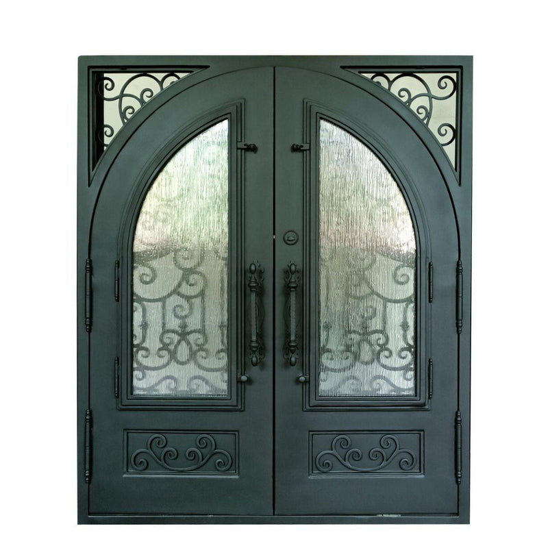 IWD Wrought Iron Double Door CID-029 Rain Glass