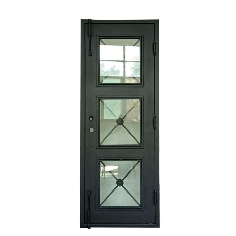IWD Modern Design Forged Iron Entry Door CID-048 3-Lite Clear Glass