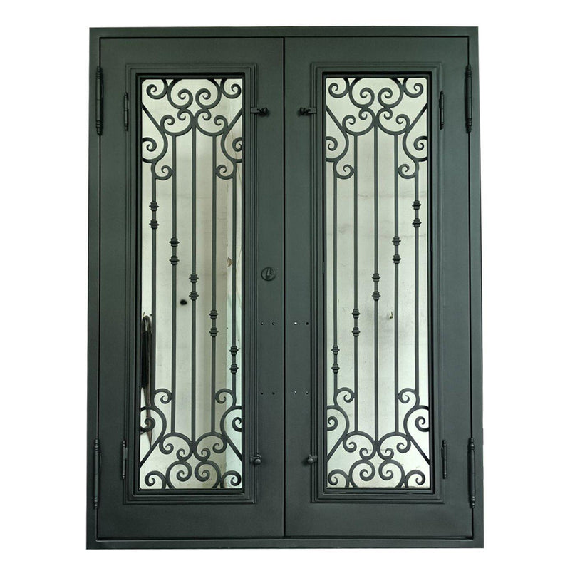 IWD Thermal Break Iron Wrought Exterior Double Door CID-033 Square Top