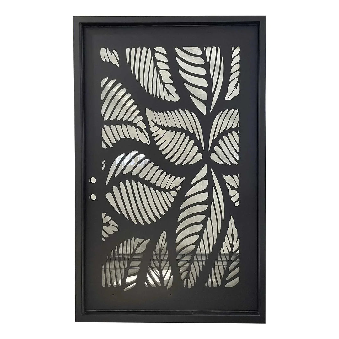 IWD-delicate-leaf-design-single-entrance-pivot-iron-door-cid-pv021-square-top-clear-glass-1-lite