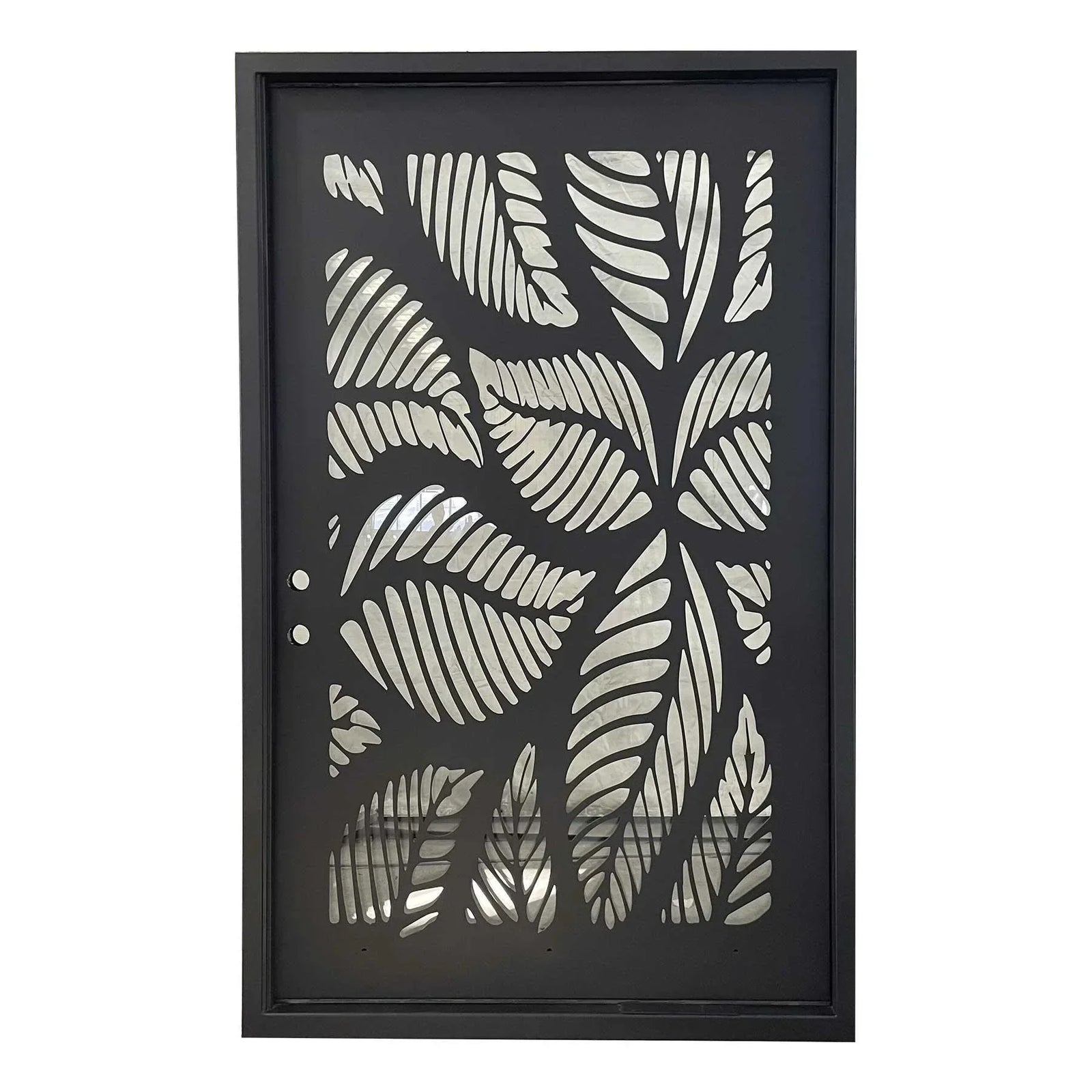 IWD-delicate-leaf-design-single-entrance-pivot-iron-door-cid-pv021-square-top-clear-glass-1-lite