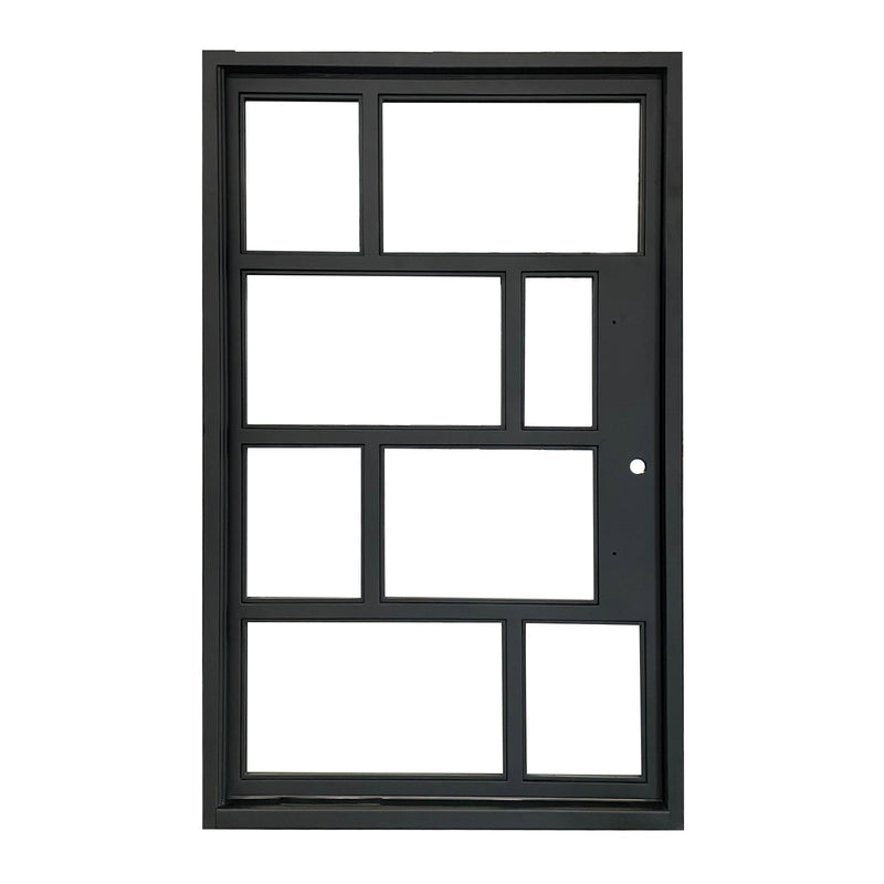 IWD elegance-pivot-iron-front-door-4-lite-square-top-clear-black-cid-pv022