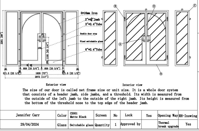 Custom link for Jennifer Carr IWD Steel Frame Iron French Door (2 sets)