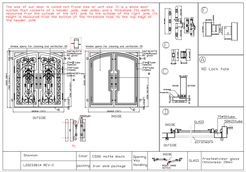 Custom link for Shannon IWD Luxury Wrought Iron Double Entry Door CLID-001-A - IronWroughtDoors