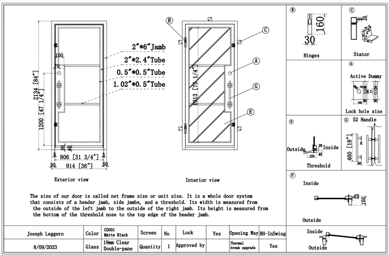 Custom link for Joseph Leggero IWD Wrought Iron CID-PV001 Thermal Break Pivot Door and CIFD-S0102 Thermal Break Single Door