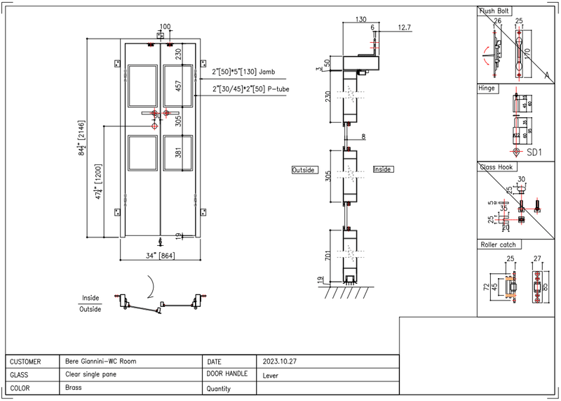 Custom link for Bere Giannini IWD Interior French Doors 3 sets - IronWroughtDoors
