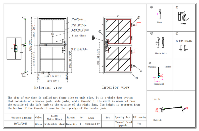 Custom link for Whitney Sanders IWD Custom Wrought Iron French Dutch Door CIFD-S0102 2/21/2025