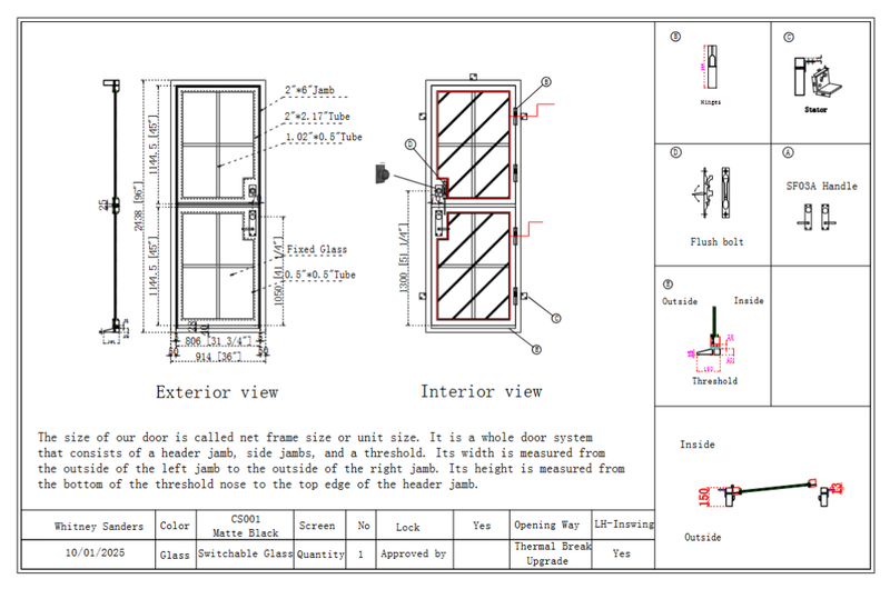 Custom link for Whitney Sanders IWD Custom Wrought Iron French Dutch Door CIFD-S0102 1/15/2025