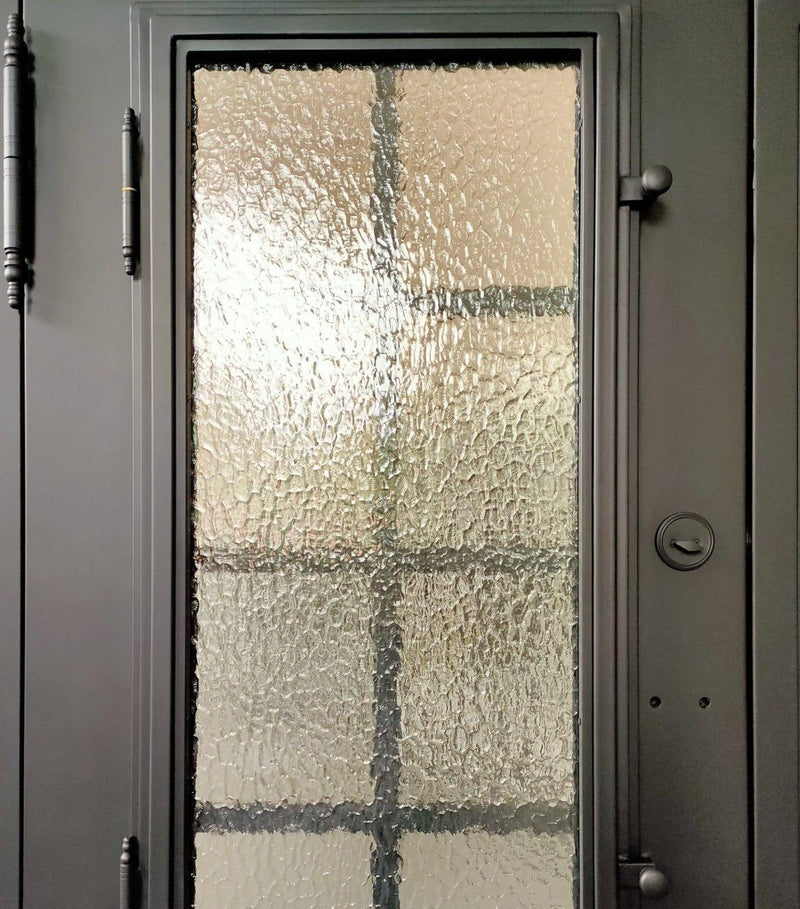 IWD Single Iron Wrought Entry Door CID-017-B Aquatex Glass