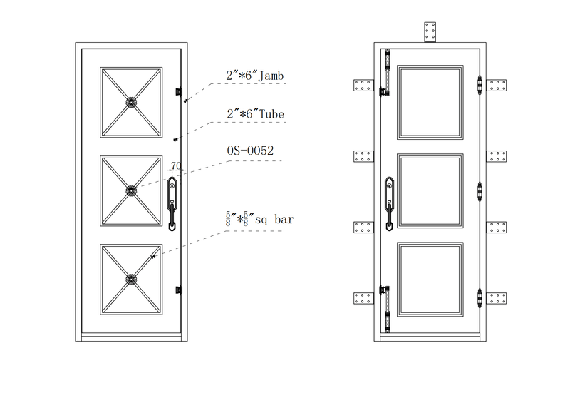 IWD Modern Design Forged Iron Entry Door CID-048 CAD Drawing