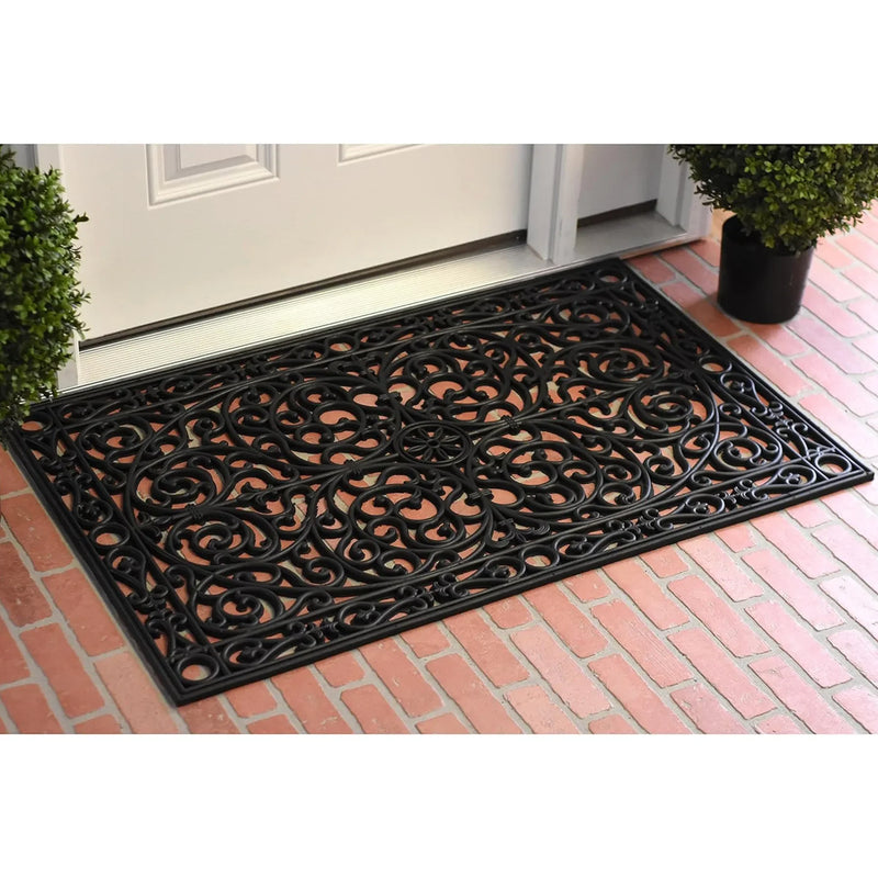 Premium Outdoor Black Rectangular Rubber Doormat 24" x 36"