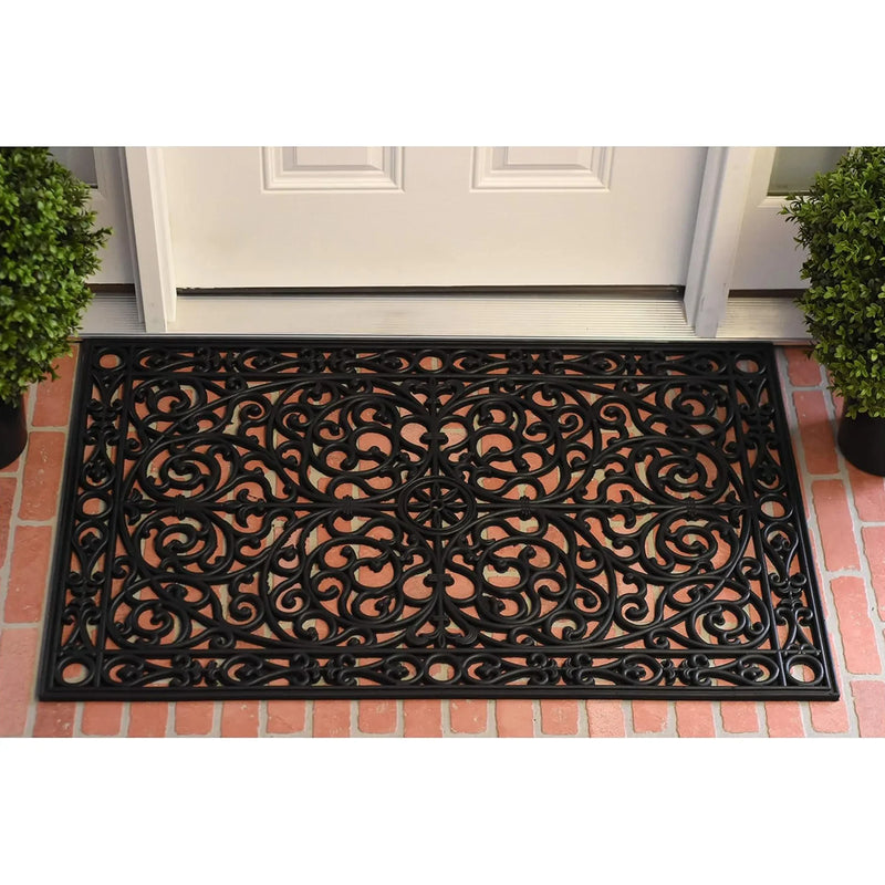 Premium Outdoor Black Rectangular Rubber Doormat 24" x 36"