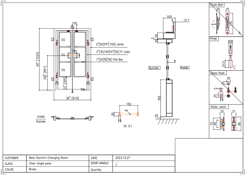 Custom link for Bere Giannini IWD Interior French Doors 3 sets - IronWroughtDoors