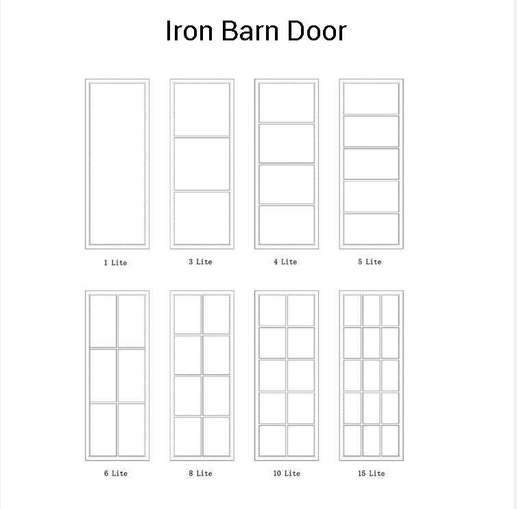 IWD Custom Interior Iron Barn Single Door with 15-Lite Glass Pane and Square Top CID-BN009 - IronWroughtDoors