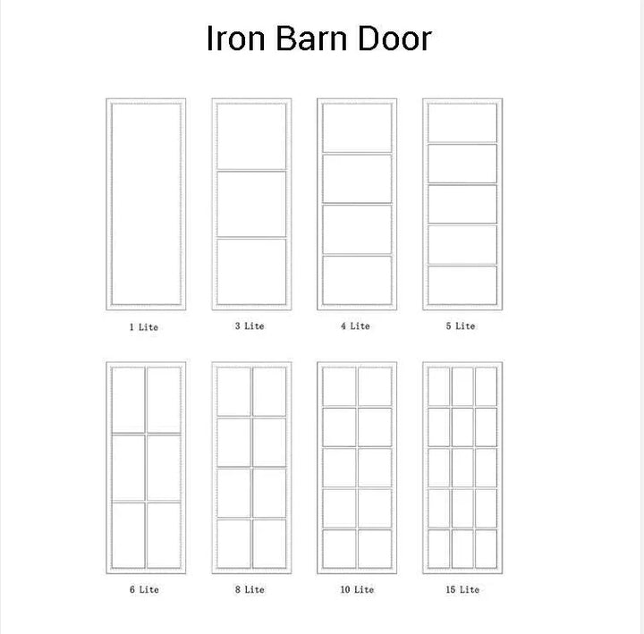 IWD Custom Traditional Steel French Barn Single Door with 8-Lite Glass Pane and Square Top CID-BN007 - IronWroughtDoors